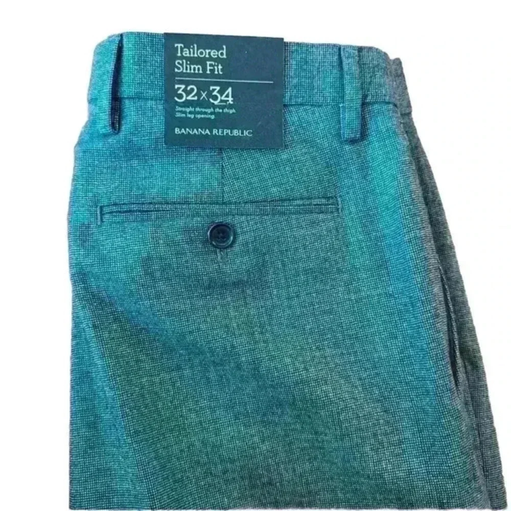 Banana Republic Men's Grey Tailored Slim‎ Fit Dress Pants Size 32x34 NWT